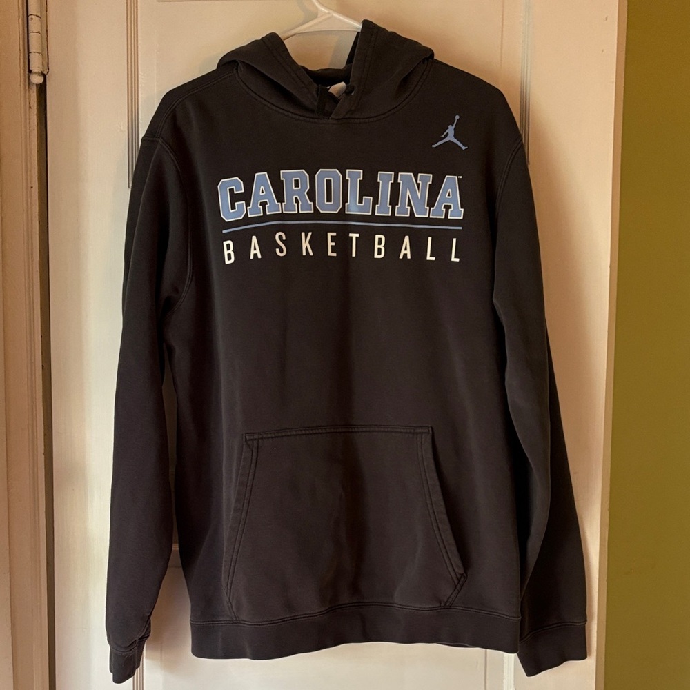 Nike Jordan Black Hoodie with Carolina Blue Lettering - Men's Crewneck